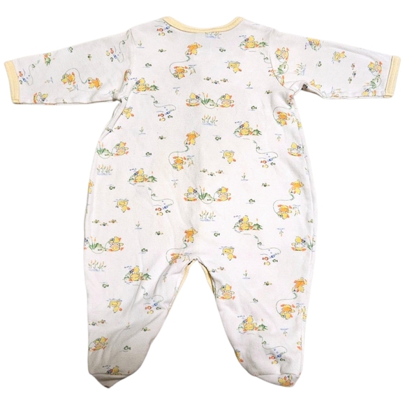 Little Me Footed Sleeper Baby 6M Yellow & White VTG Duck Duck Goose 100% Cotton - Picture 2 of 9